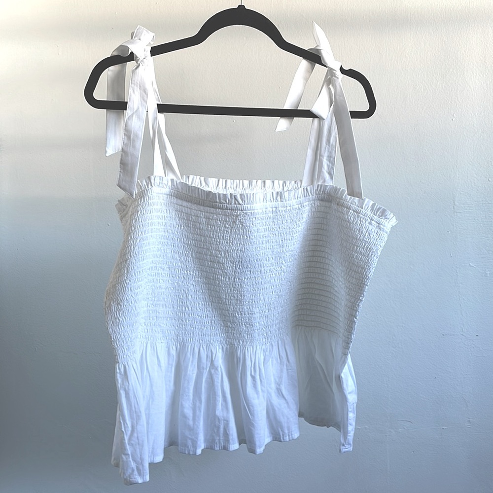 NWT JCrew Factory White Ruched Peplum Tank Size XXL